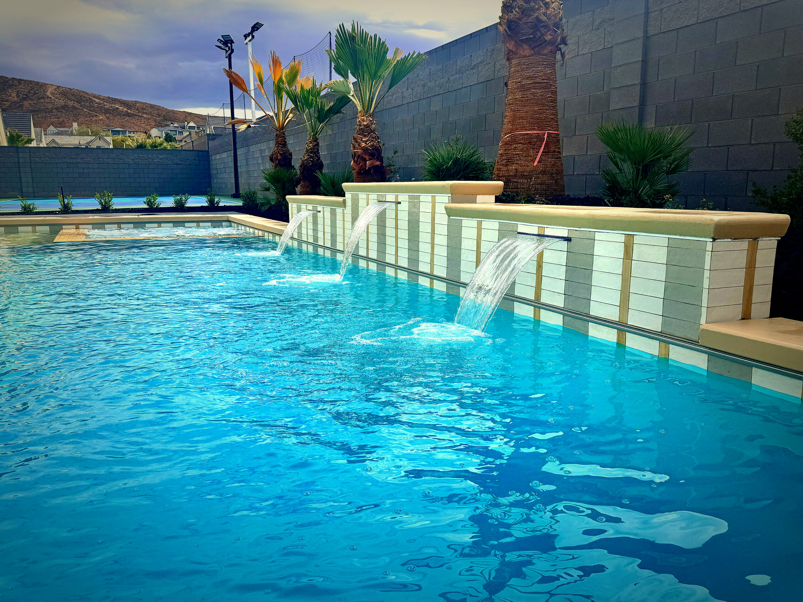 Custom water features and fountains for pools in St. George