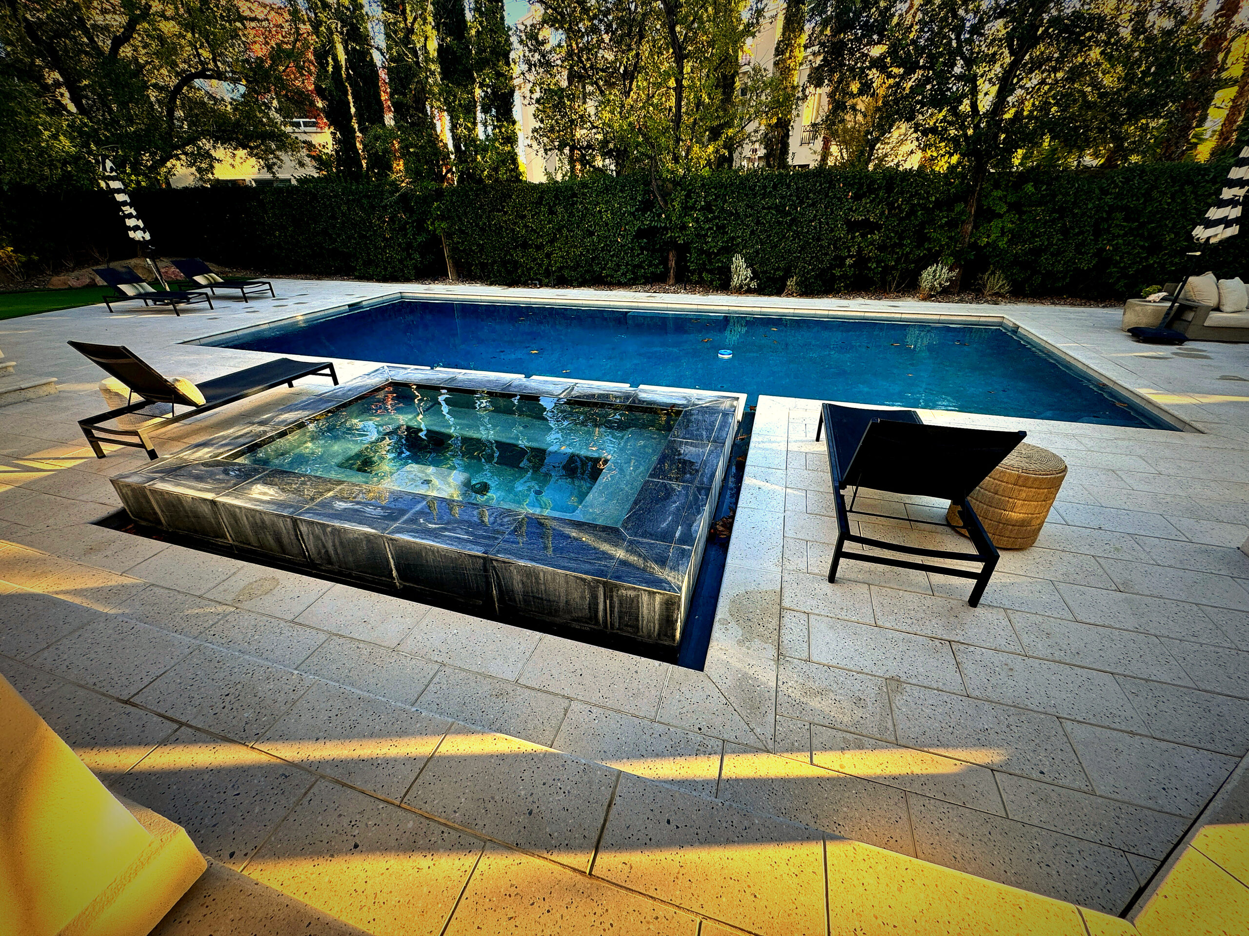 Pool construction Santa Clara Utah with volcanic rock