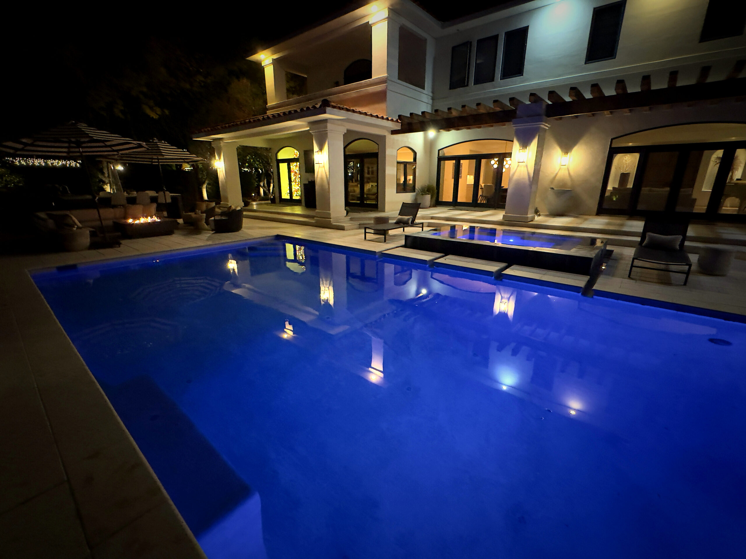 Family ready for first swim in completed custom Paragon pool